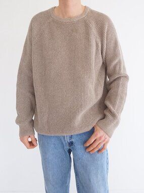 Denver Hayes Beige Oatmeal Rib Raglan Crewneck Heavyweight Sweater 2XL Tall